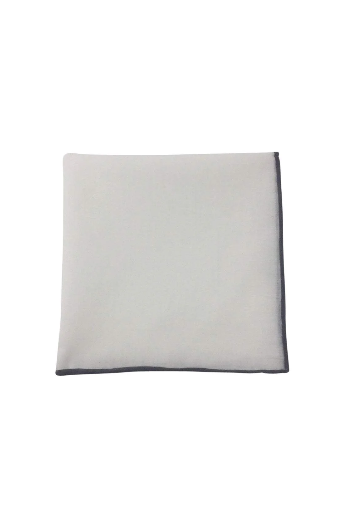 White Cotton with Grey Border Pocket Square