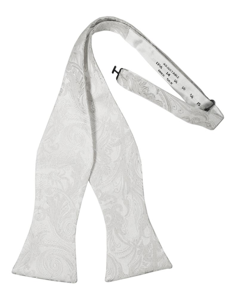 White Paisley Silk Bow Tie - Image 2