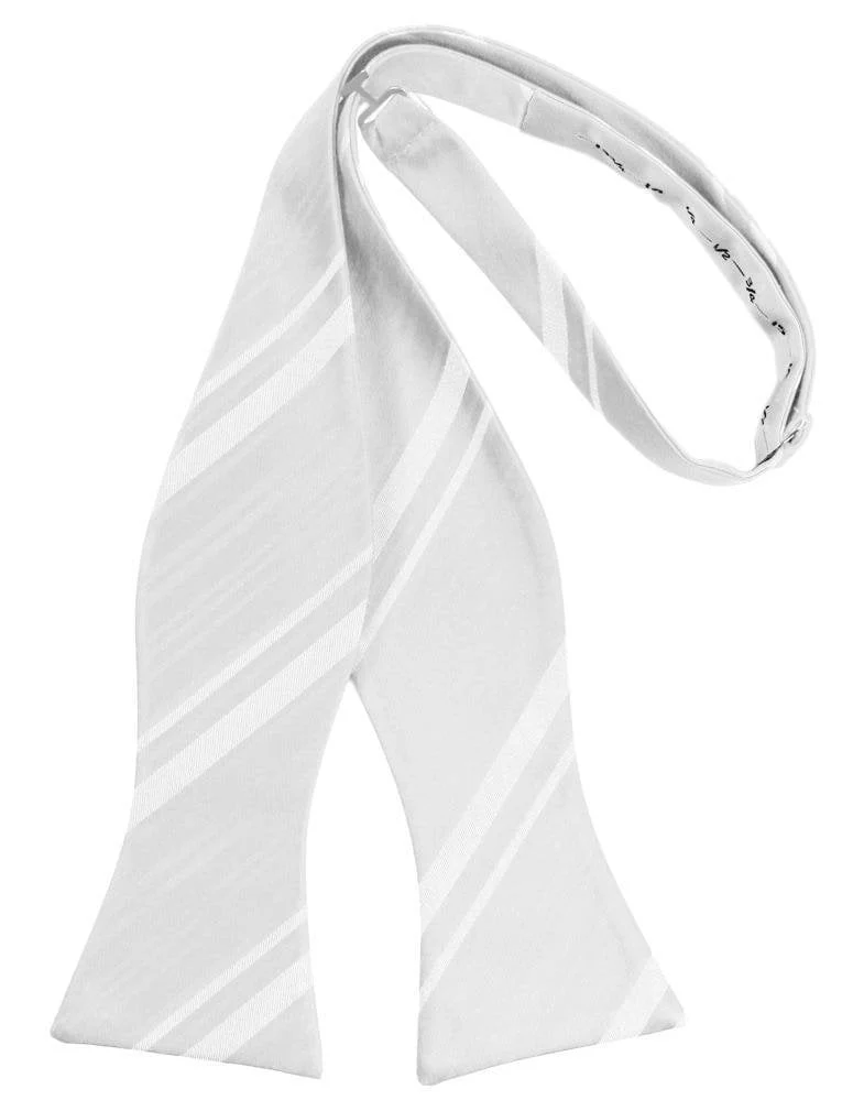 White Striped Satin Bow Tie - Image 2