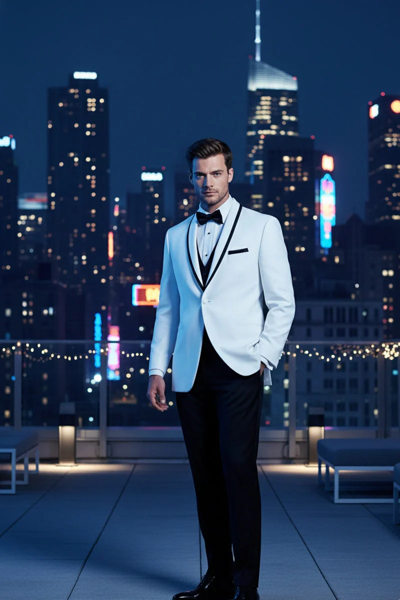 "Xavier" White Tuxedo Jacket - Image 6